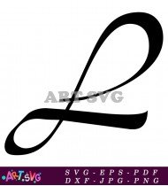 Elegant Black And White Swirly Letter L Design SVG