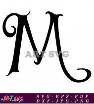 Creative Swirling Capital Letter M Graphic Design SVG