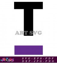 Simple Purple Striped Capital Letter T Design SVG