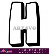 Black And White Alphabet Letter H Clipart SVG