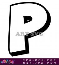 Black and White Bold Letter P Graphic SVG