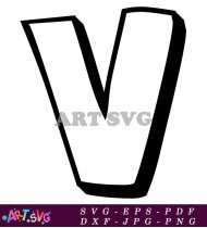 Bold Black and White Letter V Alphabet Design SVG