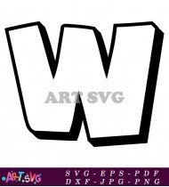 Bold Black and White Letter W Alphabet Design SVG 1