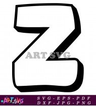 Bold Black and White Letter Z Alphabet Design SVG