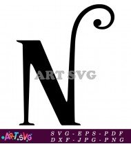 Bold Black and White Letter N Alphabet Design SVG