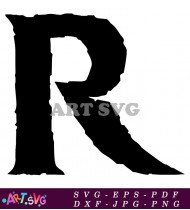 Bold Black and White Letter R Alphabet Design SVG 2