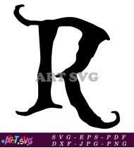 Bold Black and White Letter R Alphabet Design SVG 3