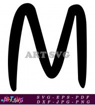 Bold Black and White Letter M Alphabet Design SVG