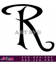 Bold Black and White Letter R Alphabet Design SVG 4