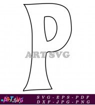 Bold Black Outline Alphabet Letter P Image SVG