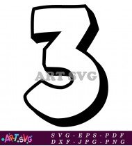 Bold Black Outline Number Three Image SVG 1