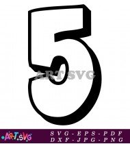 Black Outline Number Five Graphic Art SVG