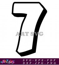 Black Number Seven With Outline SVG