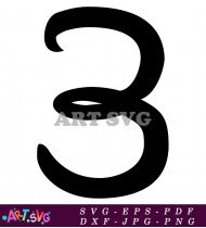 Bold Black Number Three with Serif Font SVG