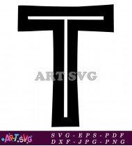 Bold Black Capital Letter T with Serif Font SVG 1