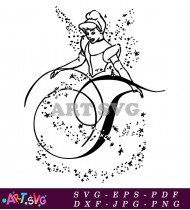 Black and White Cartoon Character with Swirl SVG