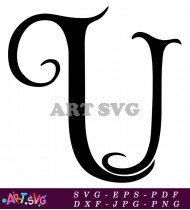 Bold Black and White Letter U Clipart SVG