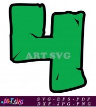 Green Cartoon Number 4 Logo Design Inspiration SVG