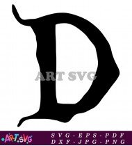 Gothic Black And White Letter D Logo Design SVG