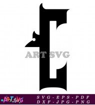 Black and White Gothic Letter T Font SVG