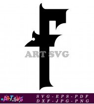 Elegant Black and White Capital Letter F Graphic SVG 1