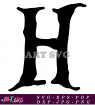 Elegant Black and White Capital Letter H Graphic SVG 3