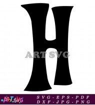 Stylish Black and White Capital Letter H SVG