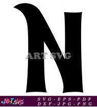 Simple Black and White Capital Letter N SVG