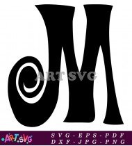 Black and White Letter M Font Design SVG