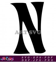 Black and White Letter N Font Design SVG 2