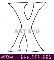 Black and White Letter X Font Design SVG