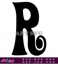 Classic Black and White Letter R Font Design SVG