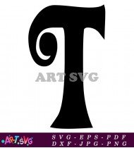 Decorative Capital Letter T In Elegant Calligraphy Style SVG