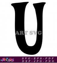 Modern Fancy Alphabet U Letter In Black And White SVG