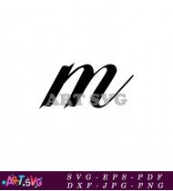 Black And White Modern Bold M Letter Design SVG