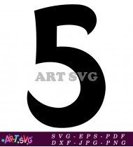 Bold Black Number Five Printable Clipart Graphic SVG