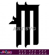 Letter M Alphabet Font in Black and White SVG