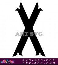 Black And White Letter X In Gothic Style SVG 1