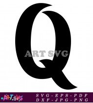 Black And White Letter Q In Gothic Style SVG 3