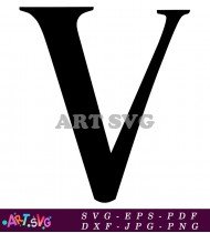 Black And White Letter V In Gothic Style SVG