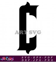 Black Gothic Letter C with Curved Top SVG