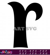 Elegant Black Letter R Clipart Style SVG