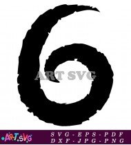 Stylish Number Six Hand Drawn Vector Design SVG