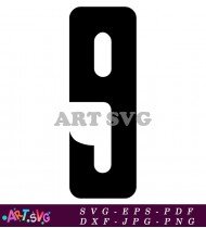 Black Curvy Number 9 Font Style SVG 1