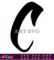 Black Cursive Letter C In Font SVG