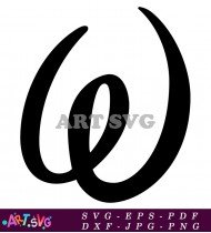 Black Cursive Capital Letter W Style SVG