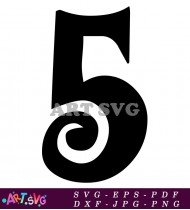 Black Handwritten Stylish Number 5 Design SVG