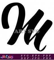 Black Cursive Monogram Letter M Design SVG