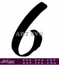 Stylish Bold Black Number Six In White SVG