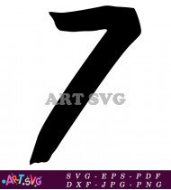 Black Number Seven Isolated On White Design SVG 1